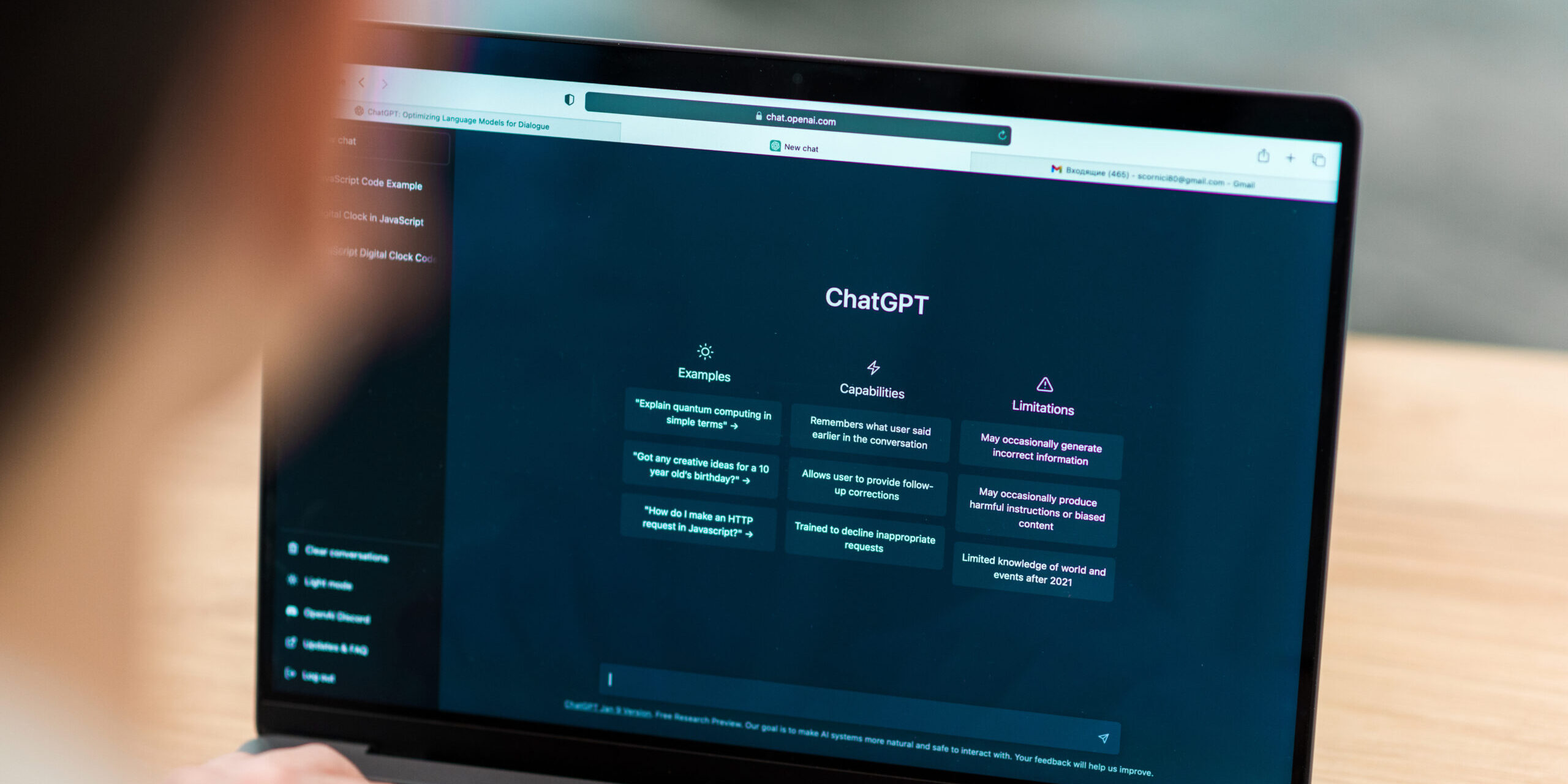 Opened AI chat on laptop